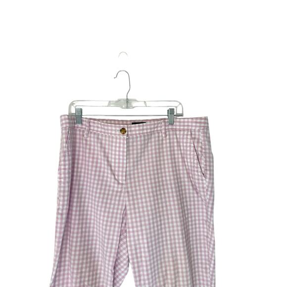 Talbots Relaxed Chino Pants Purple White Gingham Office Straight Leg Size 14 - Picture 4 of 13